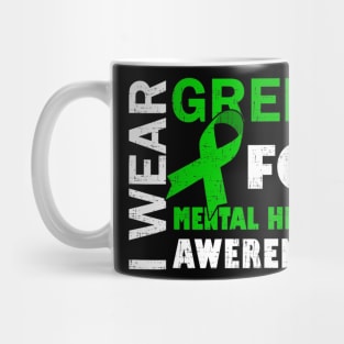 I Wear Green For Mental Health Awareness Costume Ribbon Mug